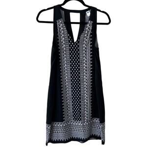 Old Navy Womens Boho Bandana Print Shift Dress Black White Size Medium Country